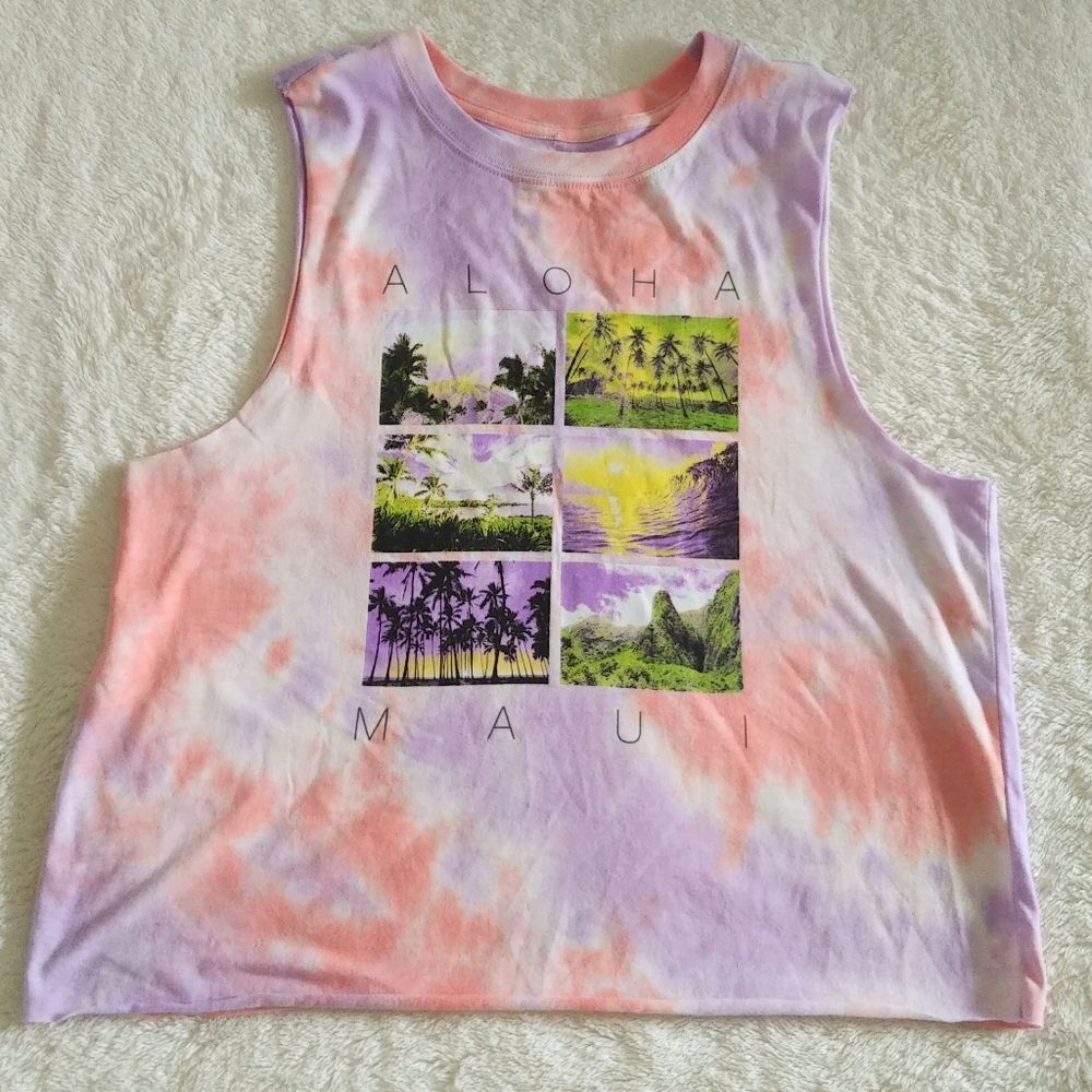 Cold Crush "ALOHA🌺 MAUI🌴" Tie Dye☮️ Muscle💪 Tee